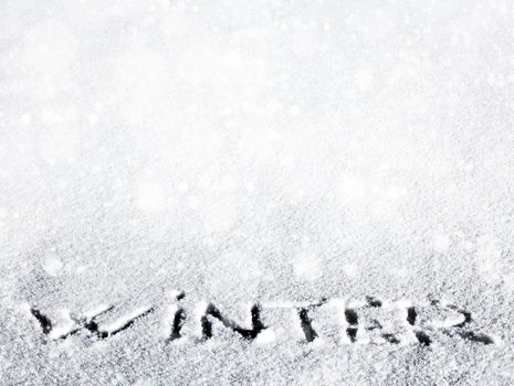 Handwritten Inscription Winter on the Snow