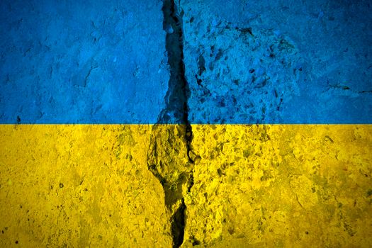 Cracked and Dirty National flag of Ukraine Concept