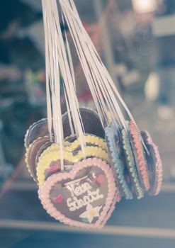 Retro Filter Heart Shaped Gingerbread Cookies Oktoberfest