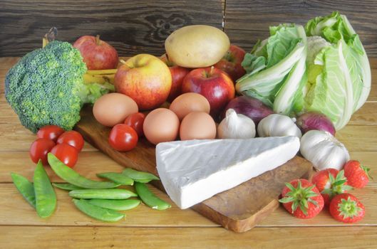 Fresh farmers market produce including fruits and vegetables 