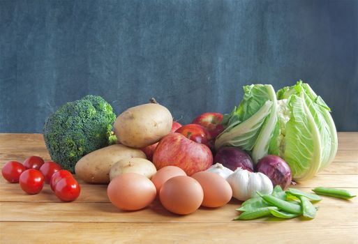 Fresh organic produce including fruits and vegetables