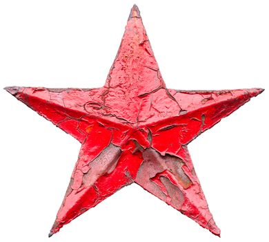 Iron socialist red star isolated on white background