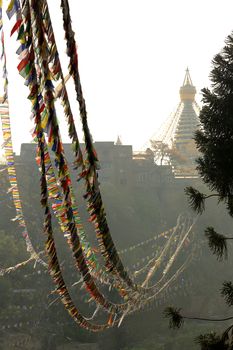 Stupa of the swayambhunath temple in kathmandu, Nepal.