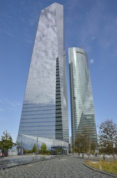 The Crystal and the Space Towers in the Four Towers Business Area, Madrid, Spain.  
The Crystal tower was designed by Pelli and the  SpaceTower by  by Henry N. Cobb