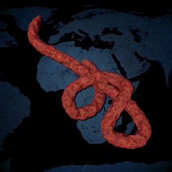 astract render of an ebola virus in human blood