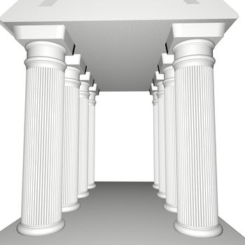 Greek Temple isolated over white, 3d render