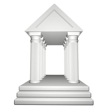 Greek Temple isolated over white, 3d render