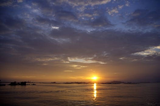 Sunset sky with Koh Si Chang Island