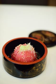 Makuro with rice, Japanese cuisine menu