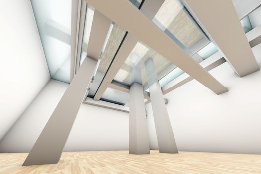 A modern architecture Interior. 3D rendered Illustration.		