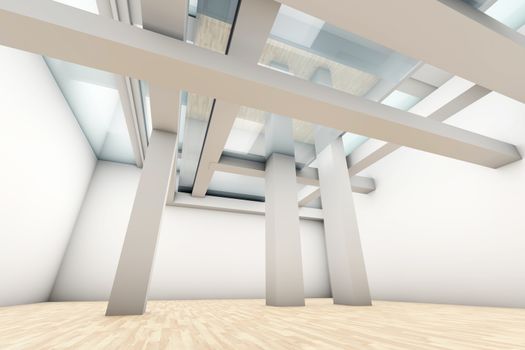 A modern architecture Interior. 3D rendered Illustration.		