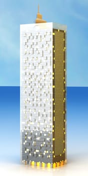 A contemporary skyscraper. 3D rendered Illustration.