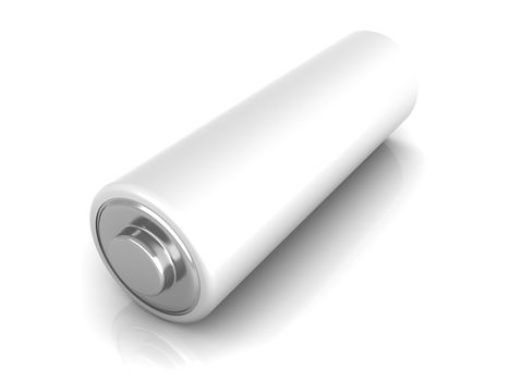 3D rendered Illustration. Isolated on white. An AA Battery.