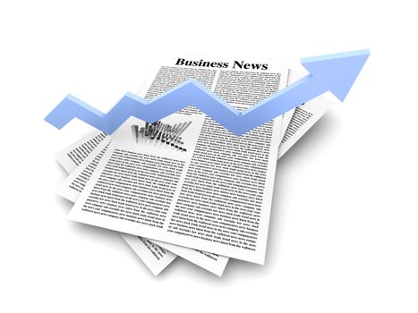 Looking for the latest business news. 3d rendered Illustration. Isolated on white.