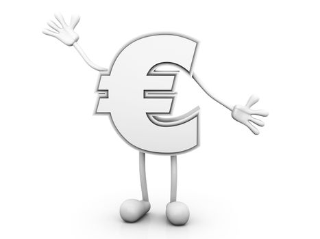 A greeting Cartoon Euro. 3D rendered Illustration.