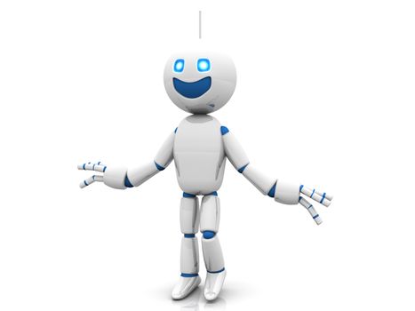 A happy cartoon Robot isolated on white.