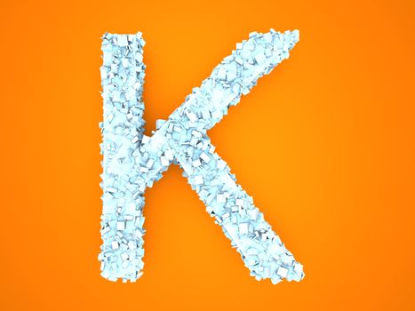 A letter formed out of ice Crystals. 3d illustration.