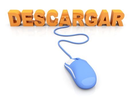 Descargar (download). 3D rendered Illustration. Isolated on white.