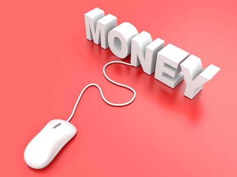 Money online. 3D rendered Illustration. 