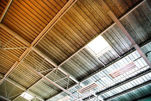 Ceiling of a industrial production building.