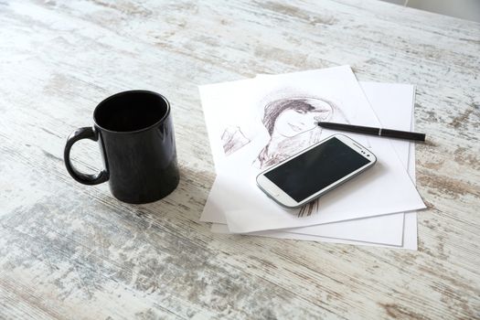 Drawing a sketch on the Table.