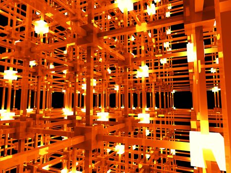 3D rendered Illustration. A glowing grid. 