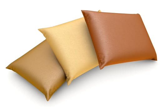 Three Pillows. 3D rendered Illustration. Isolated on white.