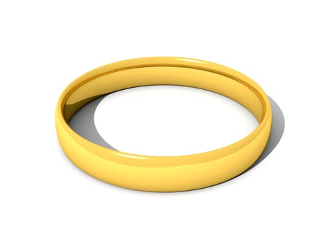 A golden wedding Ring. 3D rendered Illustration. Isolated on white.
