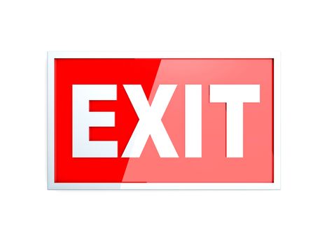 A exit sign. 3D rendered illustration. Isolated on white.