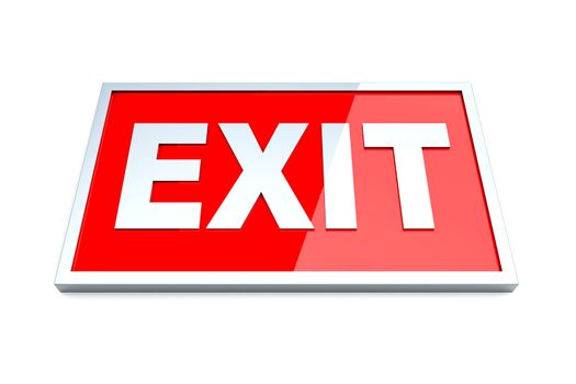 A exit sign. 3D rendered illustration. Isolated on white.