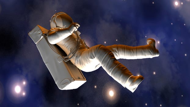 A Astronaut floating in Space. 3D illustration.