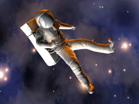 A Astronaut floating in Space. 3D illustration.