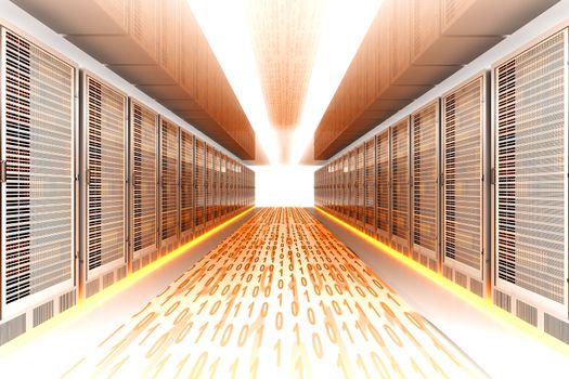 Data rush on the Server highway. 3d rendered Illustration.