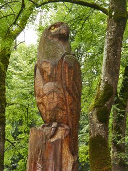 Wooden eagle statue