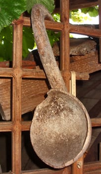 Old broken wooden spoon