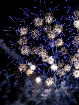 A close-up shot of sparkling Fireworks bursting out into beautiful shapes