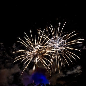 A close-up shot of sparkling Fireworks bursting out into beautiful shapes