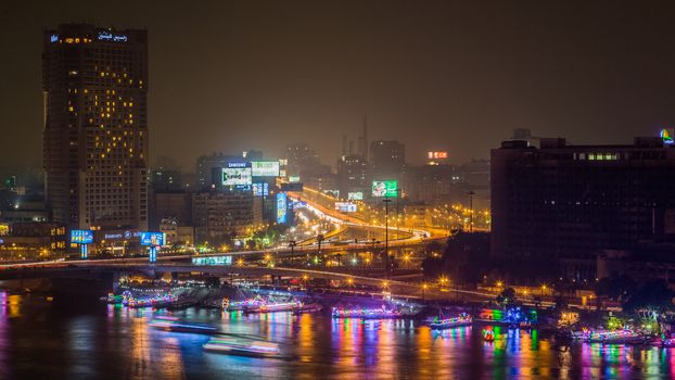 Aerial view of the city of Cairo along the Nile river