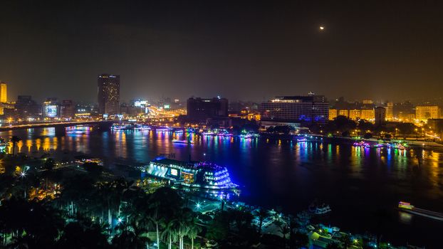 Aerial view of the city of Cairo along the Nile river