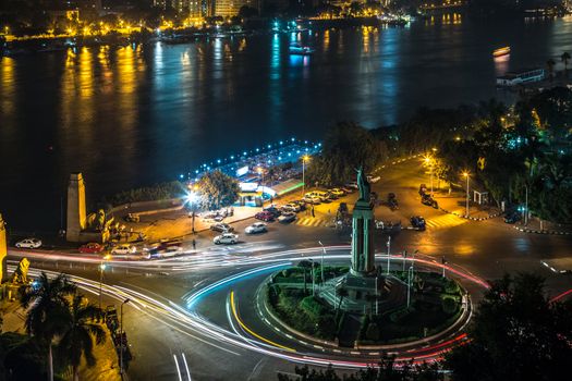 Aerial view of the city of Cairo along the Nile river