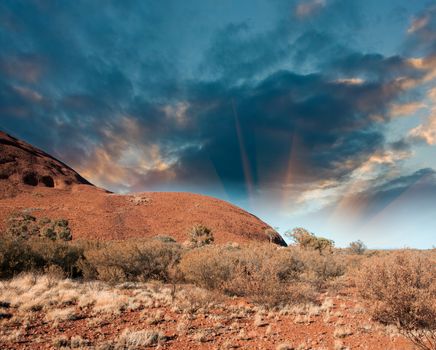 Australian outback in hot winter sunshine.