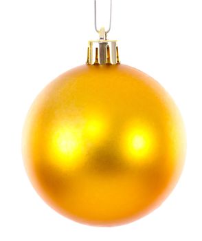 Golden christmas ball ornament brightened