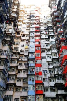 Old apartments in Hong Kong at day 