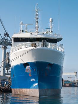 ship in dock yard on final equip