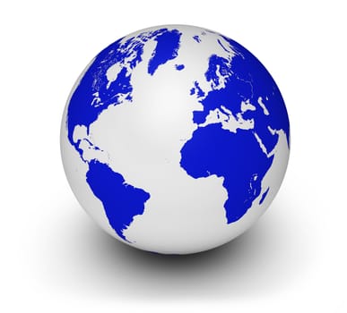International world business travel and global economy concept with a earth map on globe on white background.