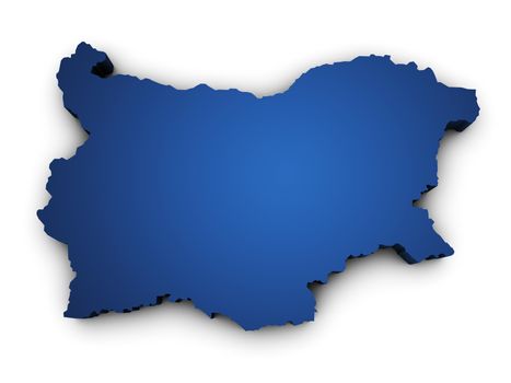 Shape 3d of Bulgaria map colored in blue and isolated on white background.