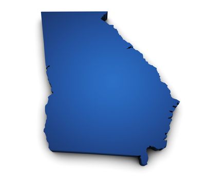 Shape 3d of Georgia State map colored in blue and isolated on white background.