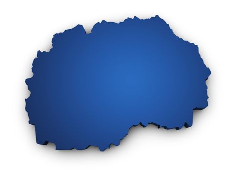 Shape 3d of Macedonia map colored in blue and isolated on white background.