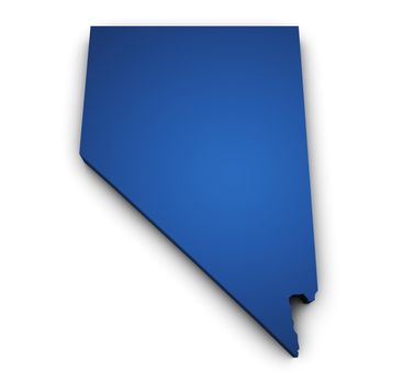 Shape 3d of Nevada map colored in blue and isolated on white background.