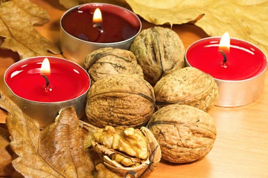 Photo shows a closeup of a various baking ingredients on a table.